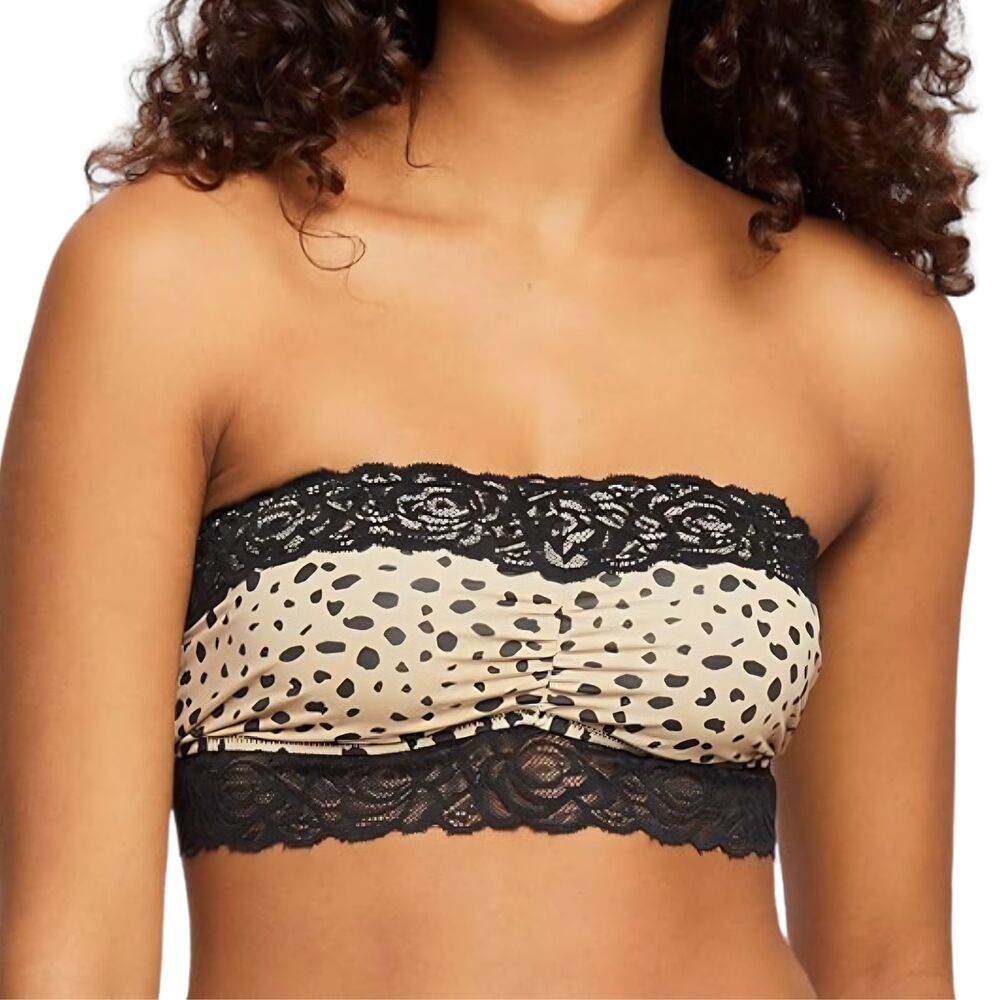 Forever 21 Bandeau Bra Small Cheetah Lace Strapless Tube Top Bralette NWT